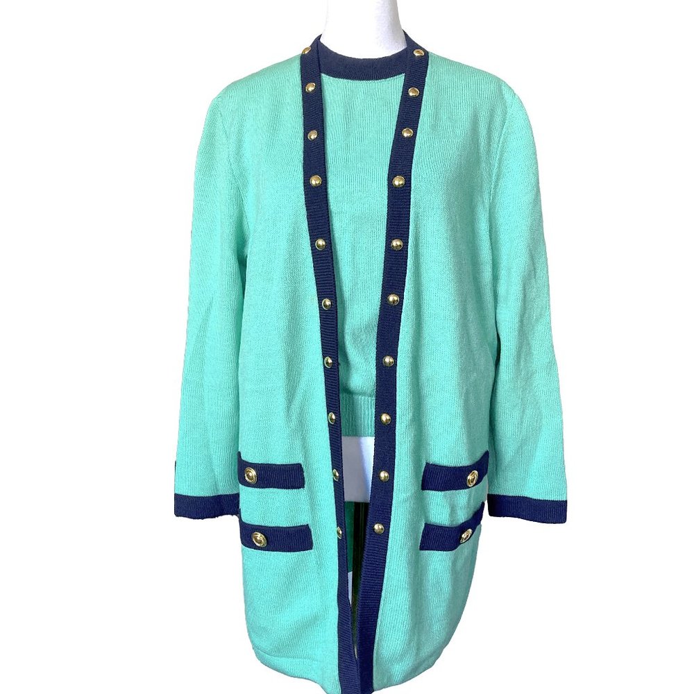 Vintage Studded Cardigan and Sweater Set